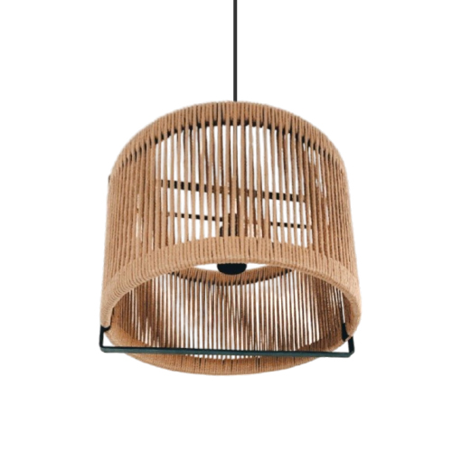 COLGANTE 1 LUZ E27 15x30CM CORDON HABANO EST NEGRA